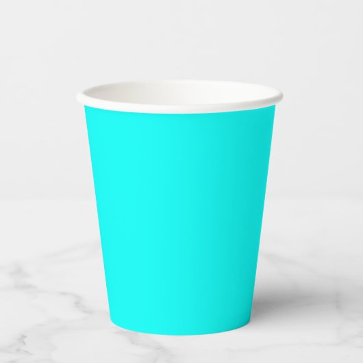 Neon turquoise, felmodieus, modern papieren bekers (Voorkant)