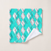 Neon turquoise geometrisch patroon. bad handdoek (Wasdoekje)