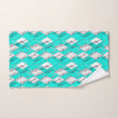 Neon turquoise geometrisch patroon. bad handdoek (Handdoek)
