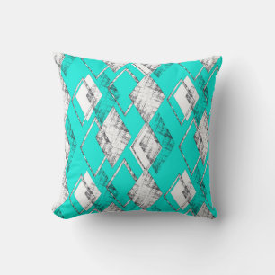 Neon turquoise geometrisch patroon. kussen