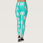 Neon turquoise geometrisch patroon. leggings (Achterkant)