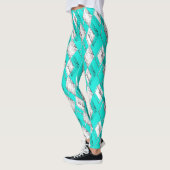 Neon turquoise geometrisch patroon. leggings (Links)