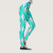 Neon turquoise geometrisch patroon. leggings (Rechts)