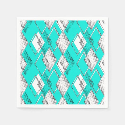 Neon turquoise geometrisch patroon. servet (Voorkant)