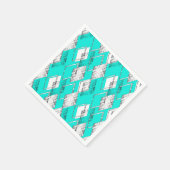 Neon turquoise geometrisch patroon. servet (Hoek)