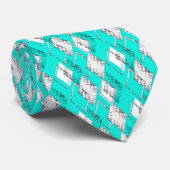 Neon turquoise geometrisch patroon. stropdas (Opgerold)