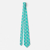 Neon turquoise geometrisch patroon. stropdas (Achterkant)