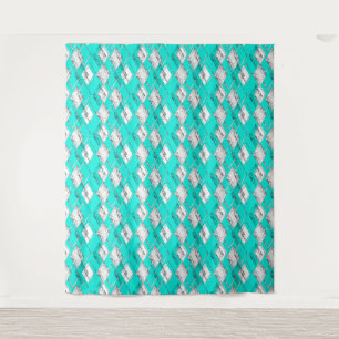 Neon turquoise geometrisch patroon. wandkleed