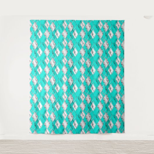 Neon turquoise geometrisch patroon. wandkleed (Voorkant)