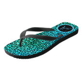 Neon Turquoise Leopard Print Monogram Teenslippers (Schuin)