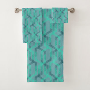 Neon turquoise patroon op grijze achtergrond. bad handdoek