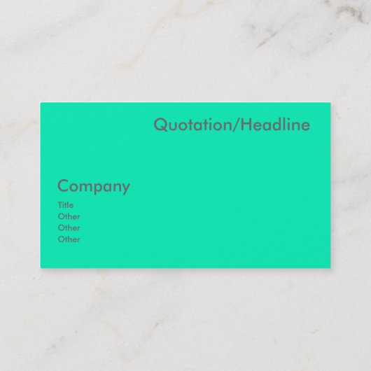 Neon Turquoise Visitekaartje (Achterkant)