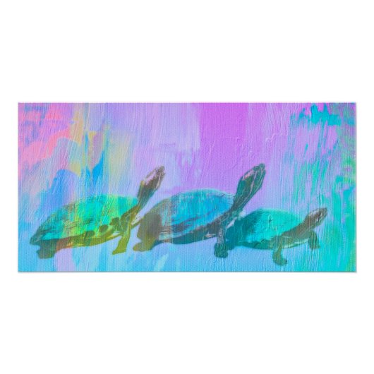 Neon Turtles Glossy Poster (Voorkant)