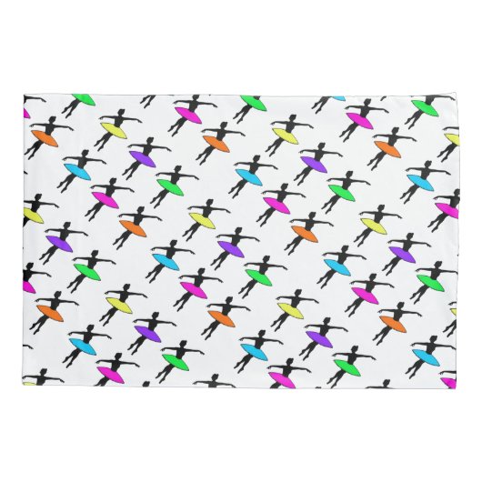 Neon Tutu Ballerina Ballet Pointe Dance Silhouette Kussensloop (Achterkant)