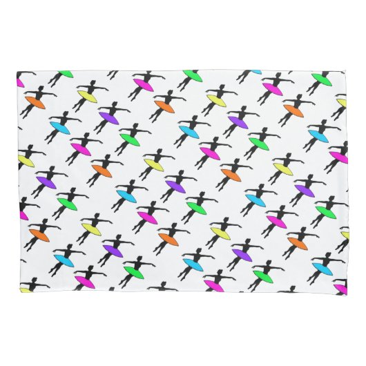 Neon Tutu Ballerina Ballet Pointe Dance Silhouette Kussensloop (Voorkant)