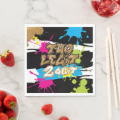 Neon Two Legit 2 Quit Birthday Party Paper Napkins Servet (Insitu)