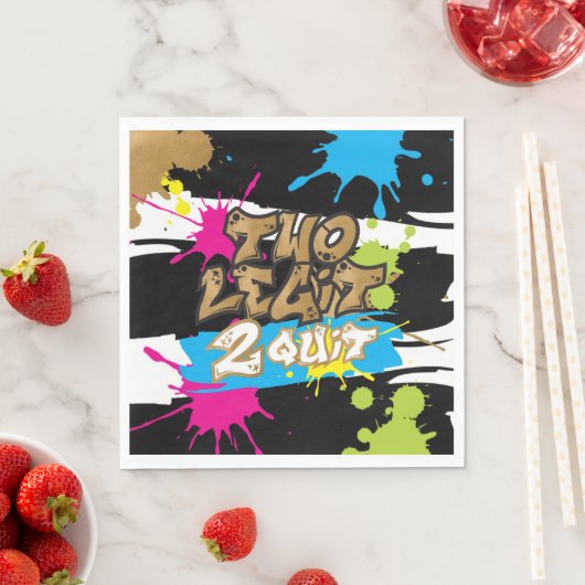 Neon Two Legit 2 Quit Birthday Party Paper Napkins Servet (Insitu)