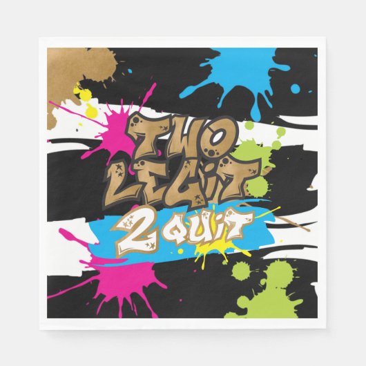 Neon Two Legit 2 Quit Birthday Party Paper Napkins Servet (Voorkant)
