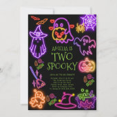 Neon Two Spooky verjaardagsfeestje uitnodiging (Voorkant)