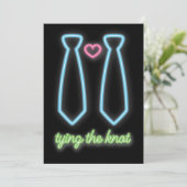 Neon Tying the Knot Gay Wedding Kaart (Staand voorkant)