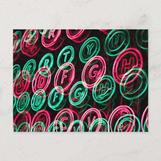 Neon typemachines sluiten af briefkaart (Voorkant)
