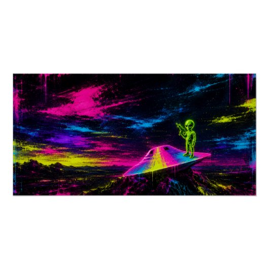 Neon UFO-crash Perfect Poster (Voorkant)