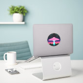 Neon UFO Sticker (Laptop op bureau)