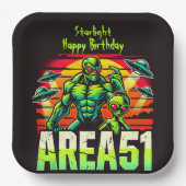 Neon UFO's zweven boven Area 51 Papieren Bordje (Voorkant)
