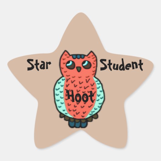 Neon Uil Star Student Ster Sticker (Voorkant)