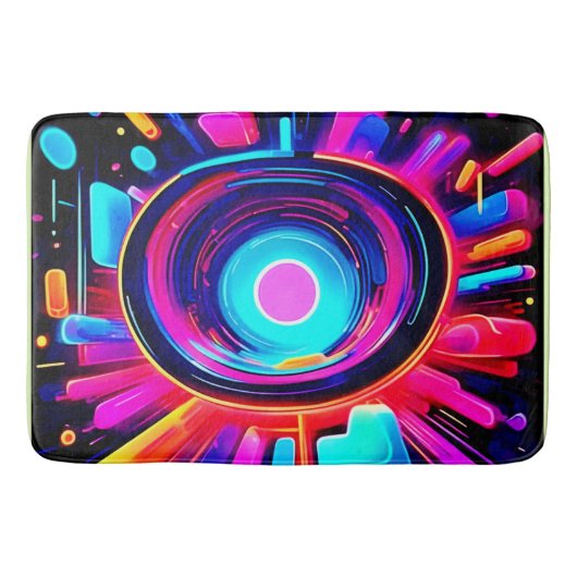 Neon Uitbarsting: Abstracte Energie Badmat (Voorkant)