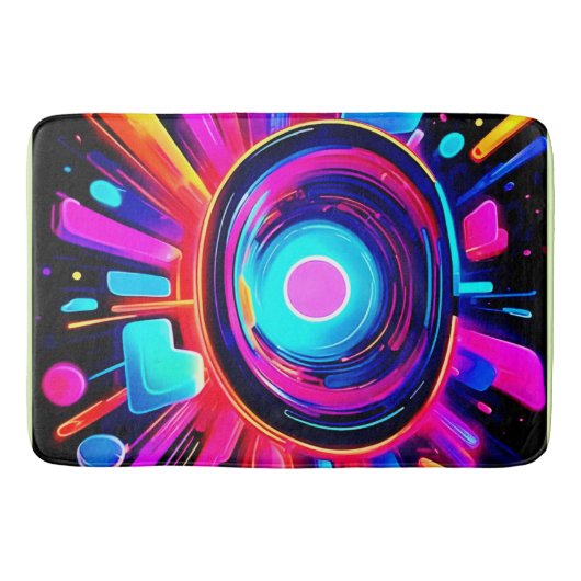 Neon Uitbarsting: Abstracte Energie Badmat (Voorkant)