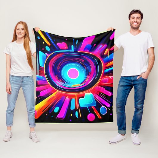 Neon Uitbarsting: Abstracte Energie Fleece Deken (In situ)