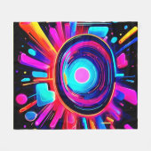 Neon Uitbarsting: Abstracte Energie Fleece Deken (Voorkant (Horizontaal))