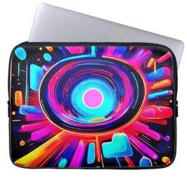Neon Uitbarsting: Abstracte Energie Laptop Sleeve