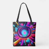 Neon Uitbarsting: Abstracte Energie Tote Bag (Achterkant)