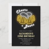 Neon uitnodiging 22e verjaardag Proost en Bier (Voorkant)