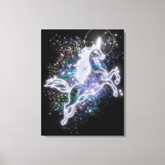 Neon Unicorn Canvas Afdruk (Voorkant)