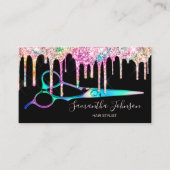 Neon Unicorn Holografisch kapster B Visitekaartje (Voorkant)