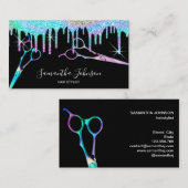 Neon Unicorn Holografisch kapster B Visitekaartje (Voorkant / Achterkant)