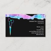 Neon Unicorn Holografisch kapster B Visitekaartje (Achterkant)