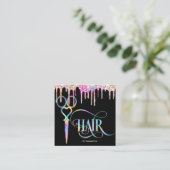 Neon Unicorn Holografisch kapster Vierkante Visitekaartje (Staand voorkant)