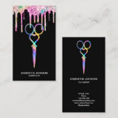 Neon Unicorn Holografisch kapster Visitekaartje (Voorkant / Achterkant)