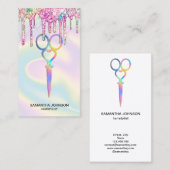 Neon Unicorn Holografisch kapster Visitekaartje (Voorkant / Achterkant)