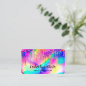 Neon Unicorn Holographic Glitter-schijven Visitekaartje (Staand voorkant)