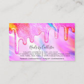 Neon Unicorn Holographic Thick Glitter Drift Nails Visitekaartje (Achterkant)