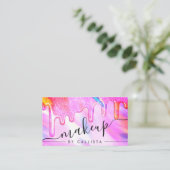 Neon Unicorn Holographic Thick Glitter Drip Makeup Visitekaartje (Staand voorkant)