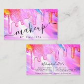 Neon Unicorn Holographic Thick Glitter Drip Makeup Visitekaartje (Voorkant / Achterkant)