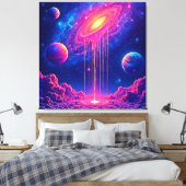 Neon Universe: Dripping Starlight Canvas Afdruk (Insitu (Slaapkamer))