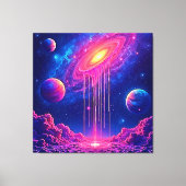 Neon Universum: Druppelende Sterrenlicht Canvas Afdruk (Voorkant)
