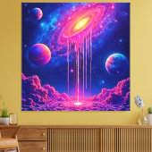Neon Universum: Druppelende Sterrenlicht Canvas Afdruk (Insitu (Woonkamer))